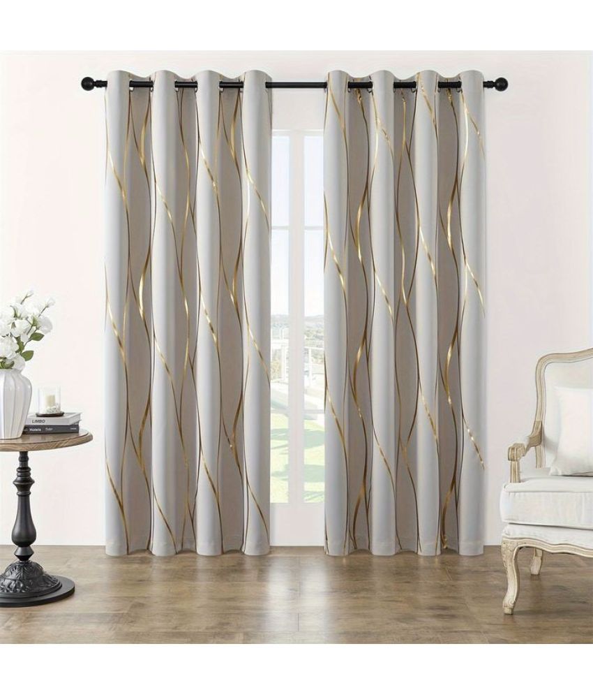     			S23 Graphic Room Darkening Eyelet Curtain 7 ft ( Pack of 1 ) - Brown