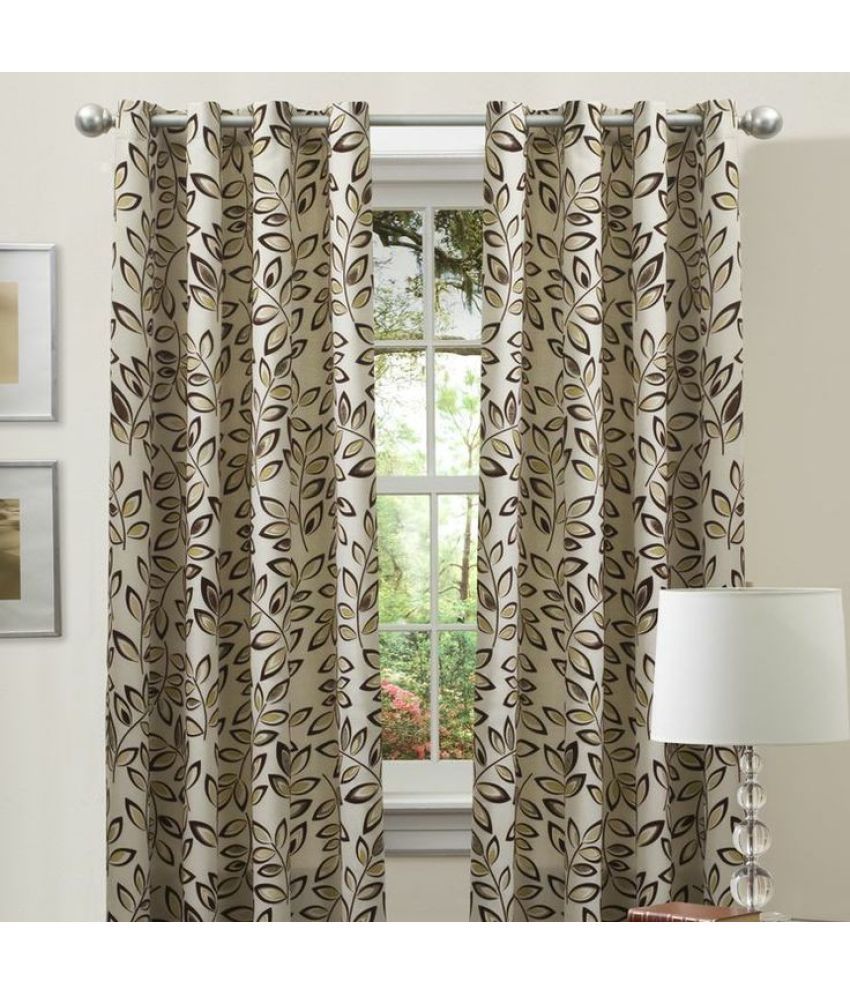     			S23 Graphic Room Darkening Eyelet Curtain 5 ft ( Pack of 1 ) - Brown