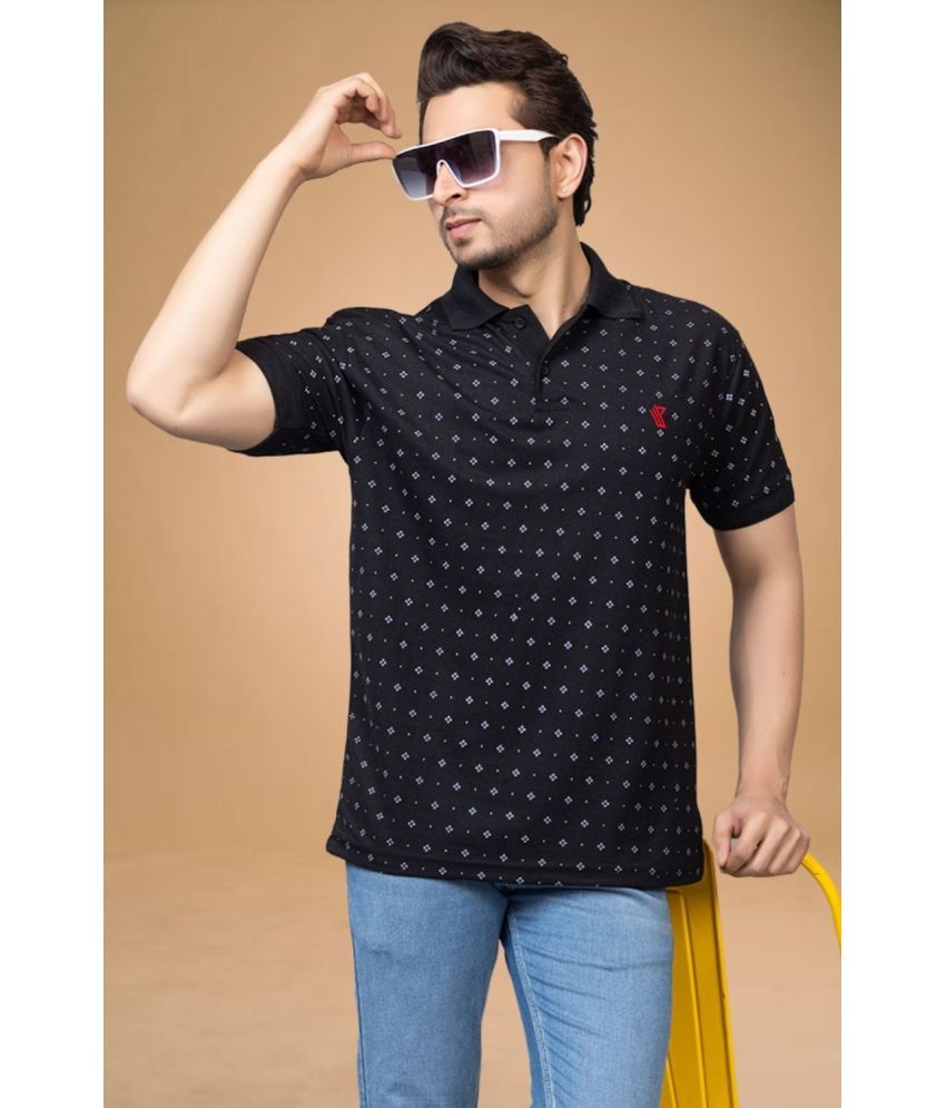     			SHREYNKA Pack of 1 Cotton Blend Regular Fit Printed Half Sleeves Men's Polo T Shirt ( Black )