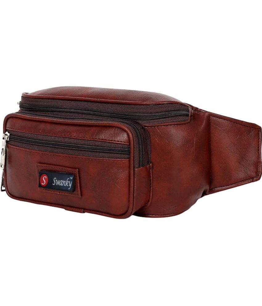     			Swanky Travel Waist Bag Leather Brown Waist Pouch