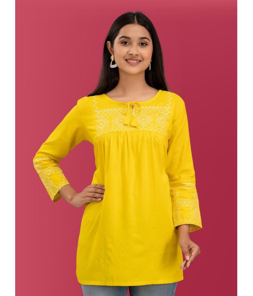     			feranoid Yellow Viscose Rayon Women's Tunic ( Pack of 1 )