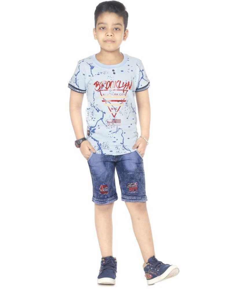     			vanraj Pack of 1 Boys Cotton Blend T-Shirts & Jeans Set ( Multicolor 2 )