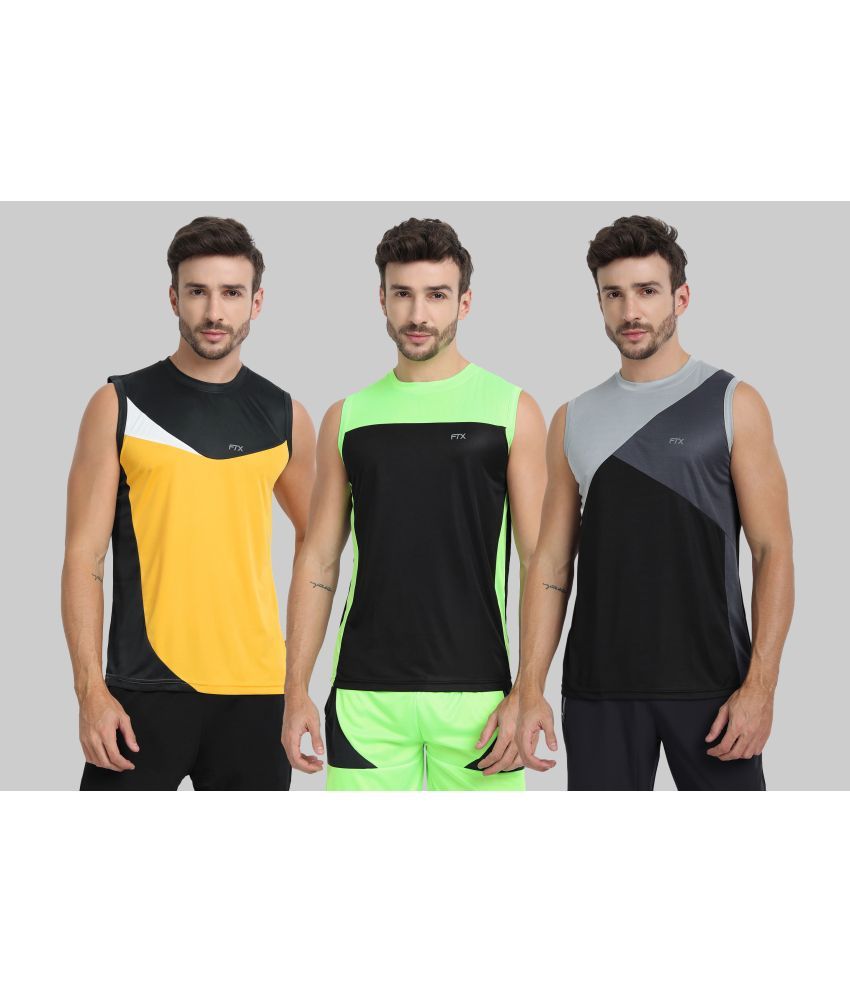     			FTX Pack of 3 Polyester Basic Vest For Men ( Yellow )