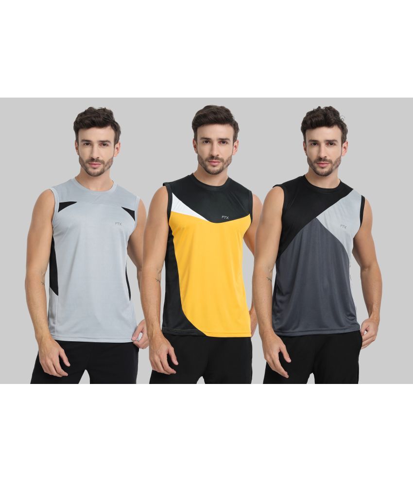     			FTX Pack of 3 Polyester Basic Vest For Men ( Dark Grey )