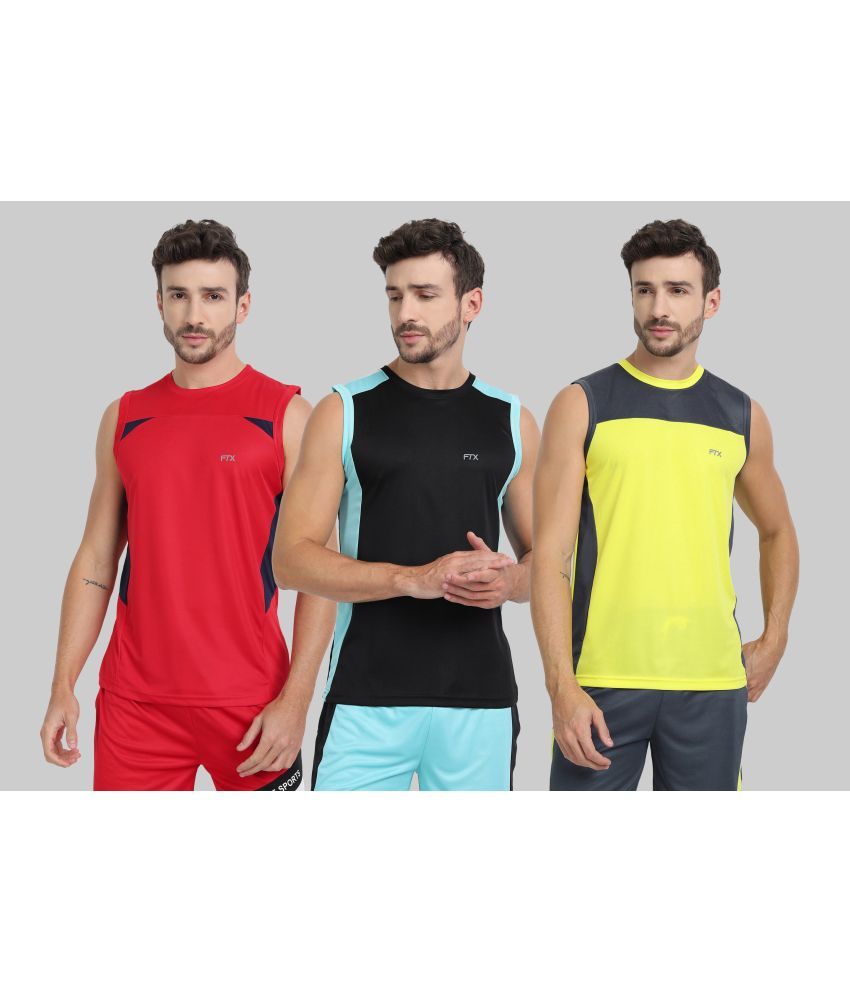     			FTX Pack of 3 Polyester Basic Vest For Men ( Yellow )