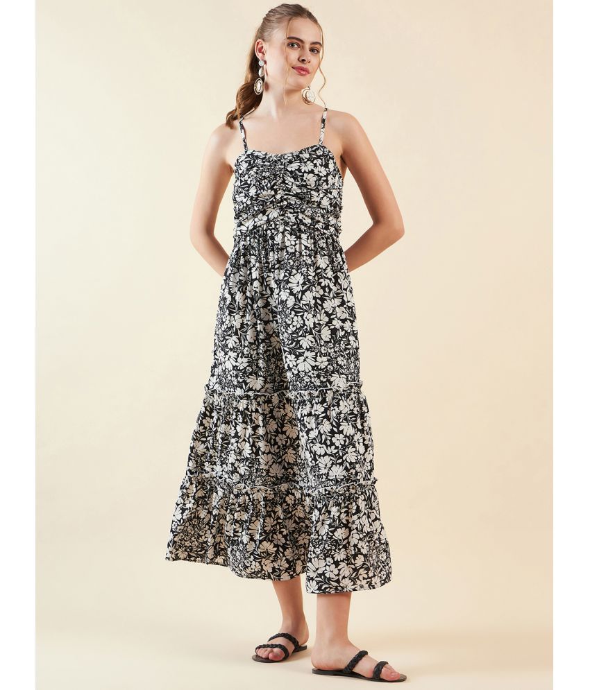     			Freehand Polyester Printed Midi Women's Maxi - Black ( Pack of 1 )