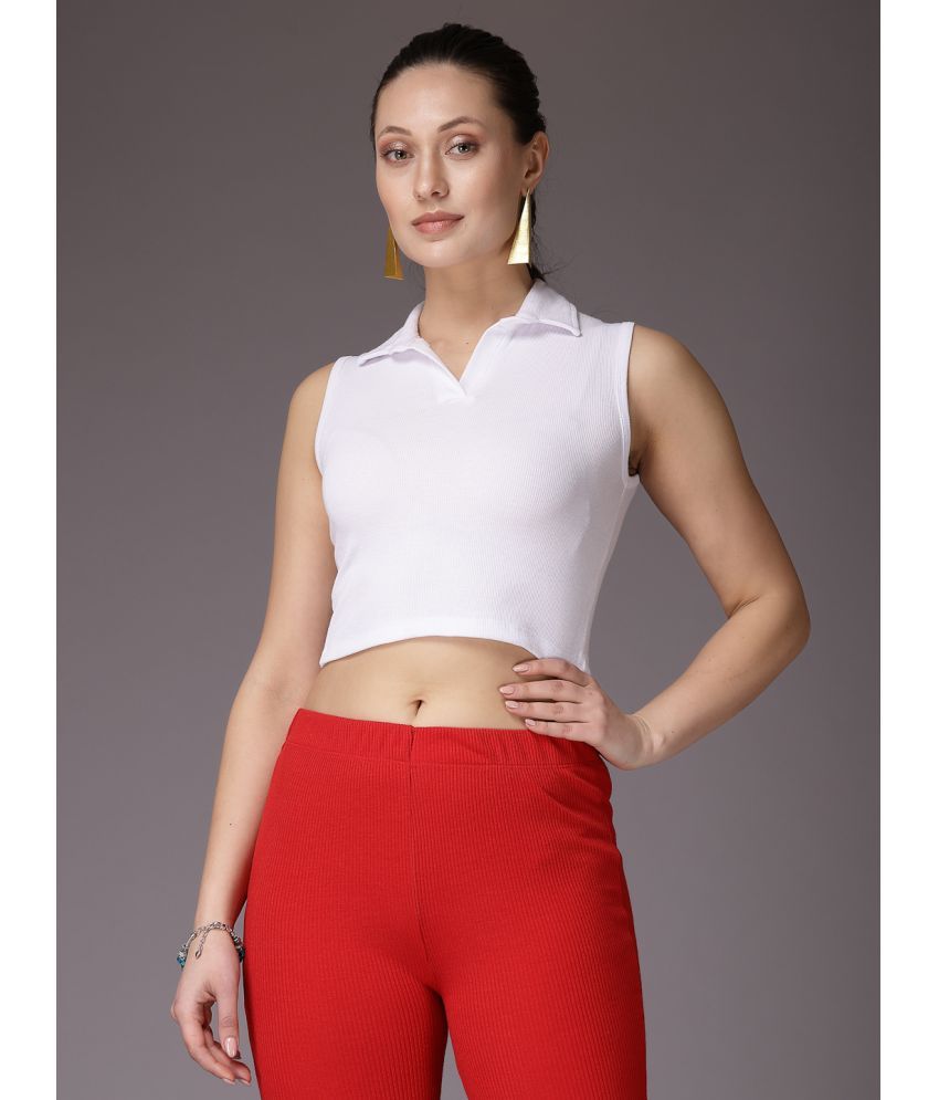     			Freehand White Polyester Women's Crop Top ( Pack of 1 )