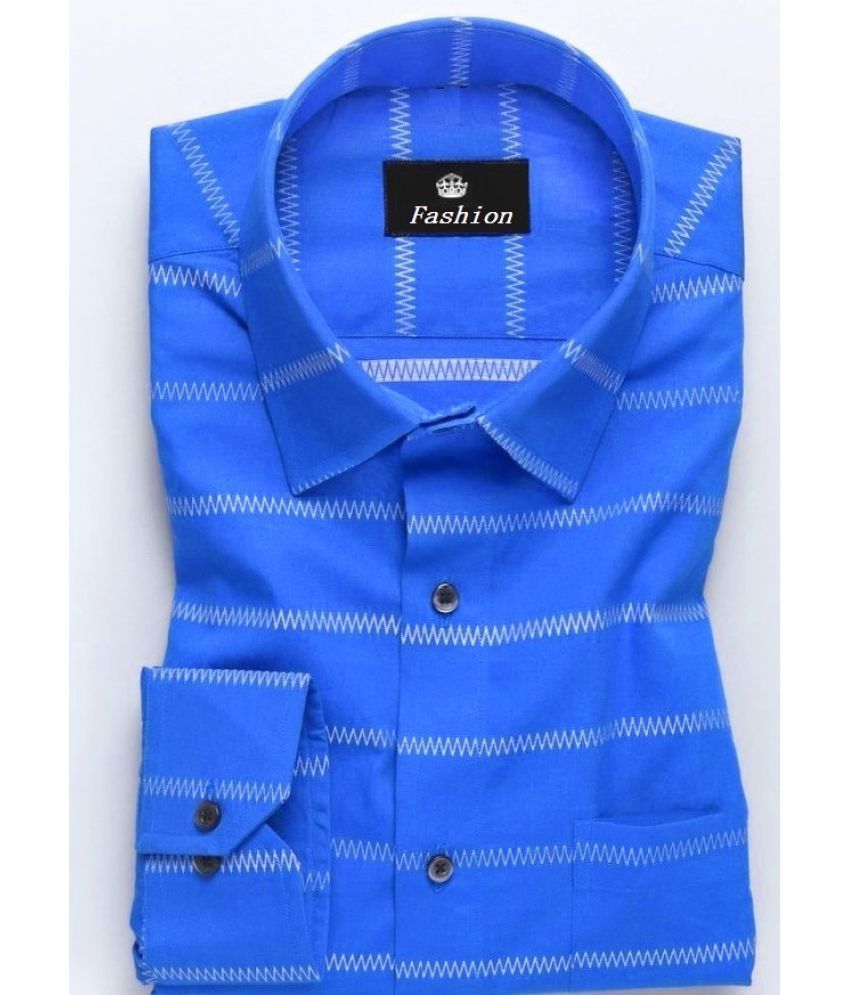     			INDICUL Poly Cotton Regular Fit Striped Full Sleeves Men's Casual Shirt - Blue ( Pack of 1 )