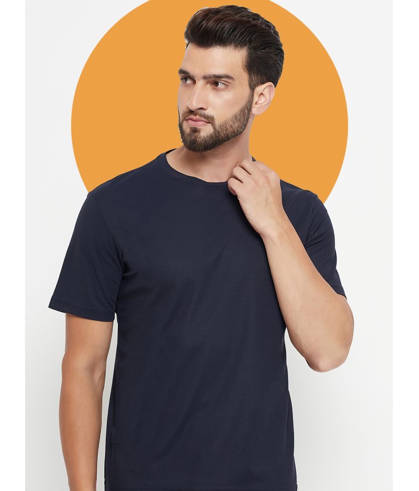     			Nuovo Cotton Blend Regular Fit Solid Half Sleeves Men's Round T-Shirt - Navy Blue ( Pack of 1 )