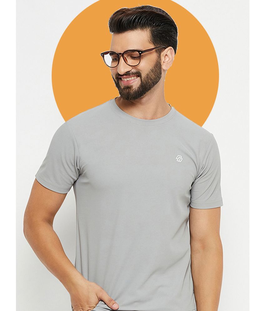     			Nuovo Cotton Blend Regular Fit Solid Half Sleeves Men's Round T-Shirt - Grey ( Pack of 1 )