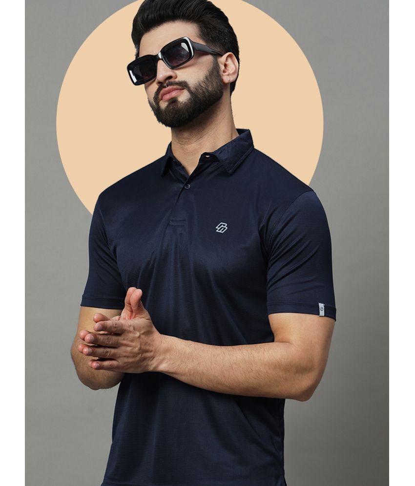     			Nuovo Pack of 1 Cotton Blend Regular Fit Solid Half Sleeves Men's Polo T Shirt ( Navy Blue )