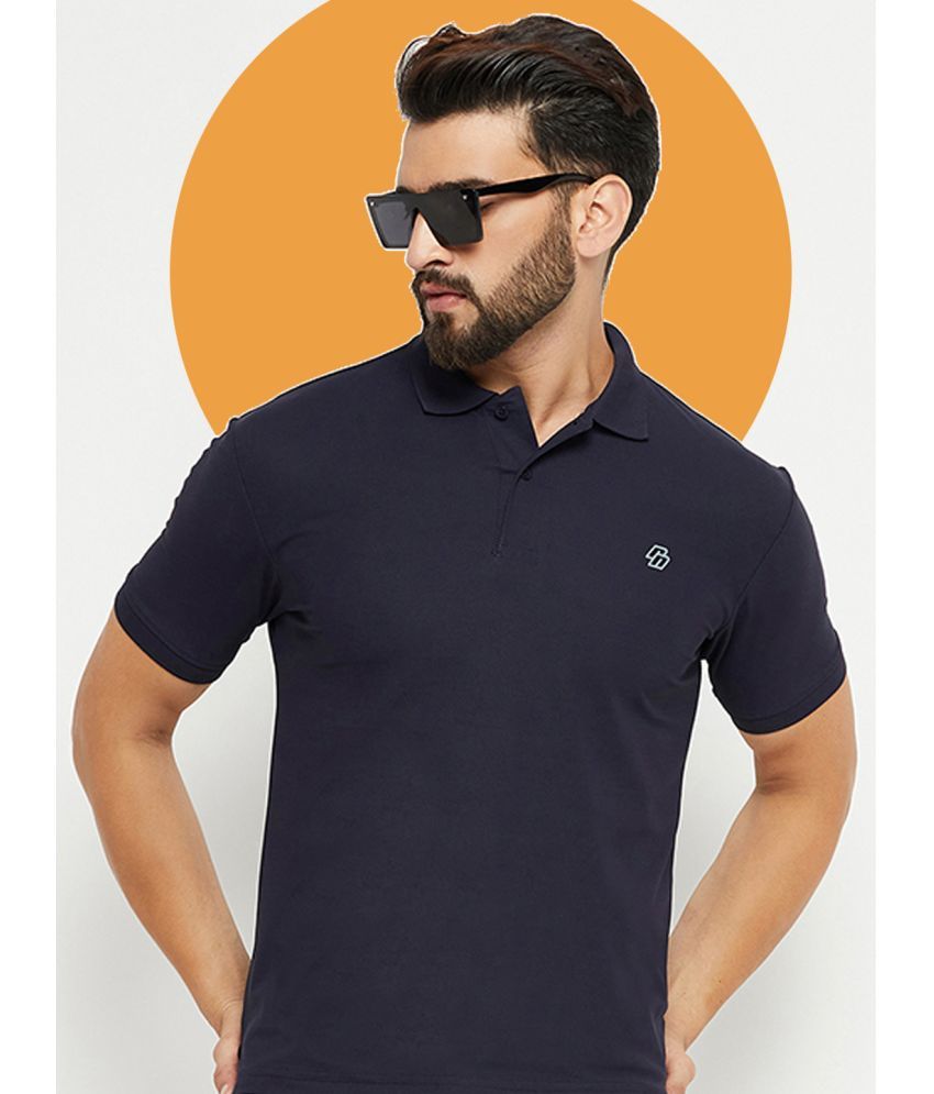     			Nuovo Pack of 1 Cotton Blend Regular Fit Solid Half Sleeves Men's Polo T Shirt ( Navy Blue )