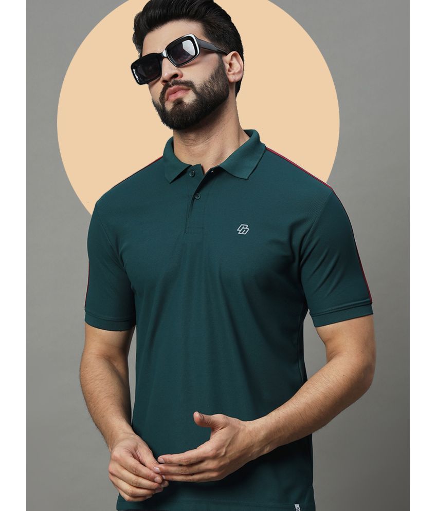     			Nuovo Pack of 1 Cotton Blend Regular Fit Solid Half Sleeves Men's Polo T Shirt ( Dark Green )