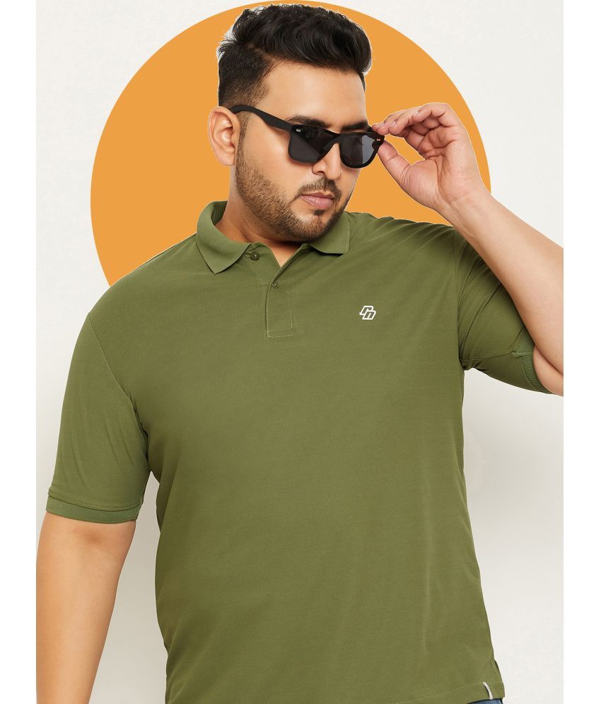     			Nuovo Pack of 1 Cotton Blend Regular Fit Solid Half Sleeves Men's Polo T Shirt ( Green )