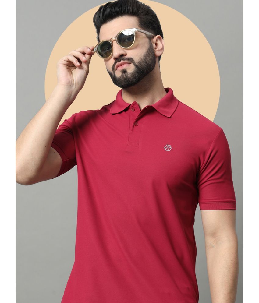     			Nuovo Pack of 1 Cotton Blend Regular Fit Solid Half Sleeves Men's Polo T Shirt ( Maroon )