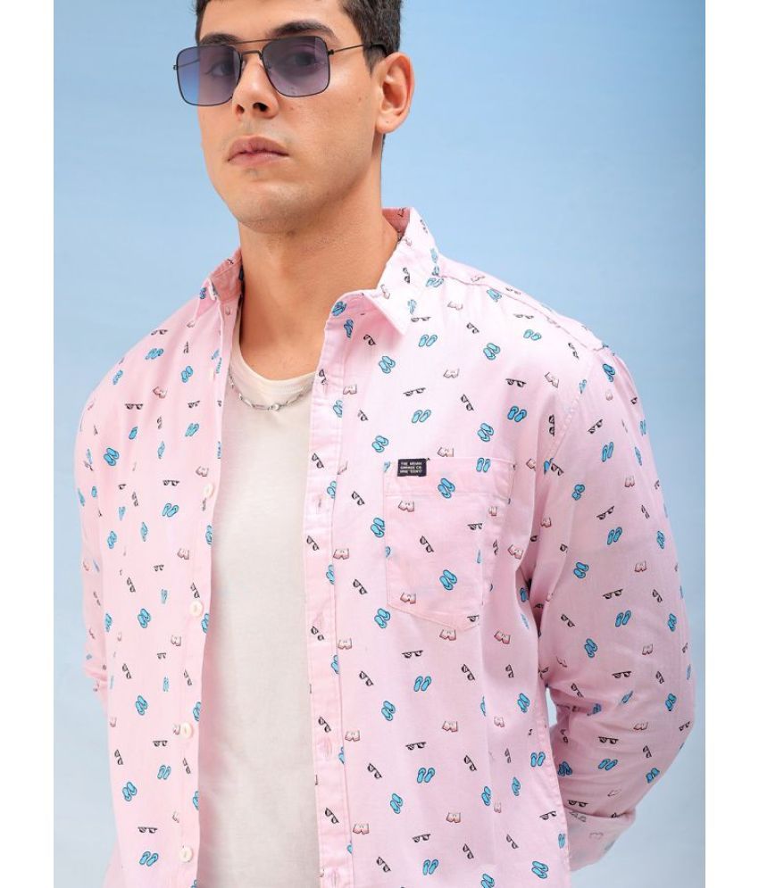     			The Indian Garage Co. 100% Cotton Regular Fit Printed Full Sleeves Men's Casual Shirt - Pink ( Pack of 1 )