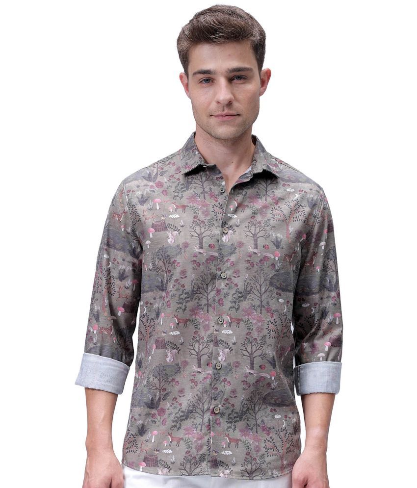     			The Indian Garage Co. Poly Cotton Regular Fit Printed Full Sleeves Men's Casual Shirt - Olive ( Pack of 1 )