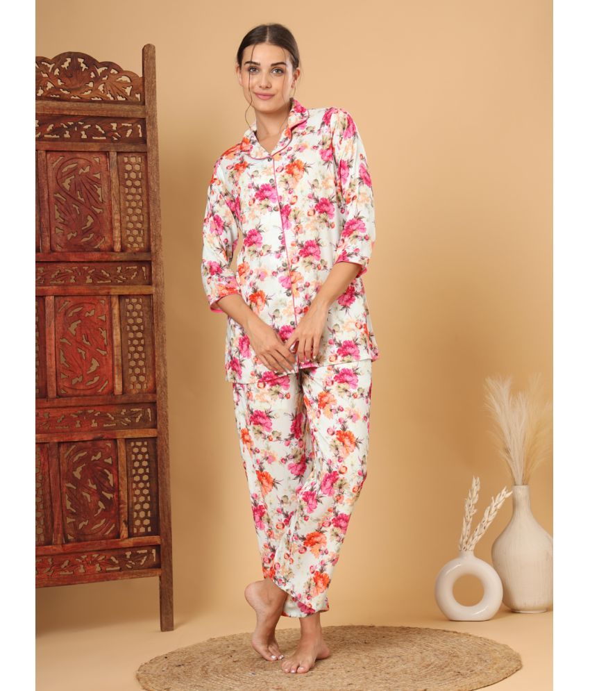     			Tissu Cream Rayon Women's Nightwear Nightsuit Sets ( Pack of 1 )