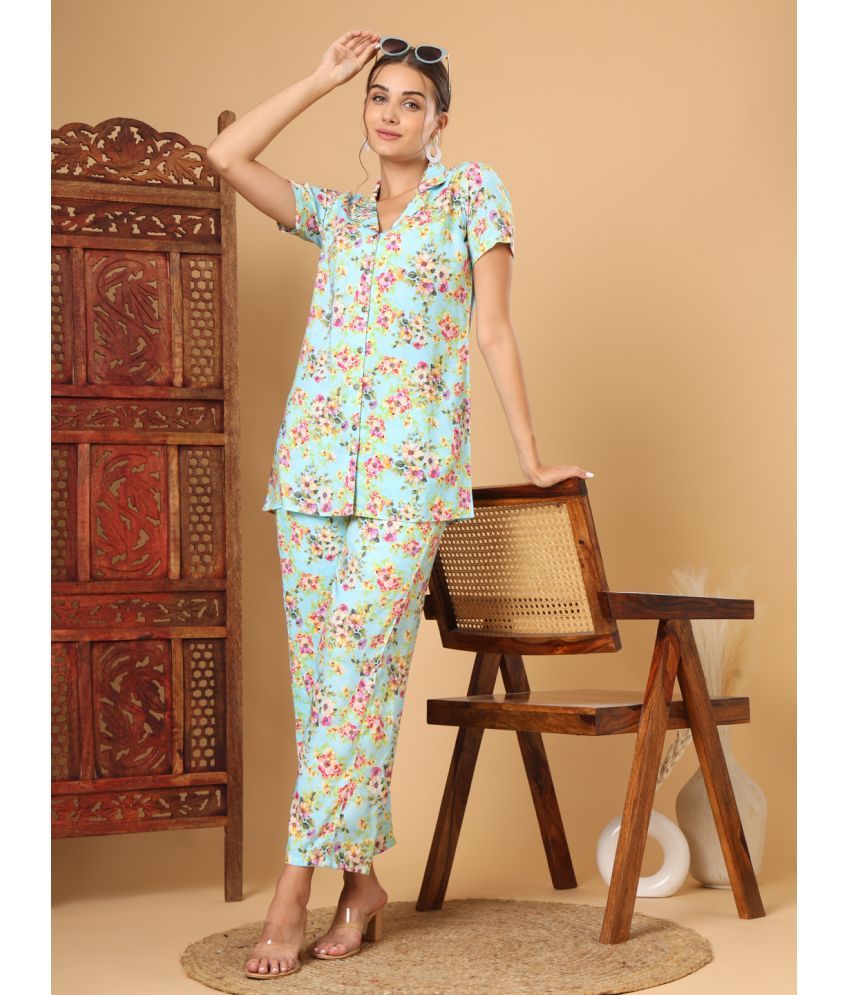     			Tissu Turquoise Rayon Women's Nightwear Nightsuit Sets ( Pack of 1 )