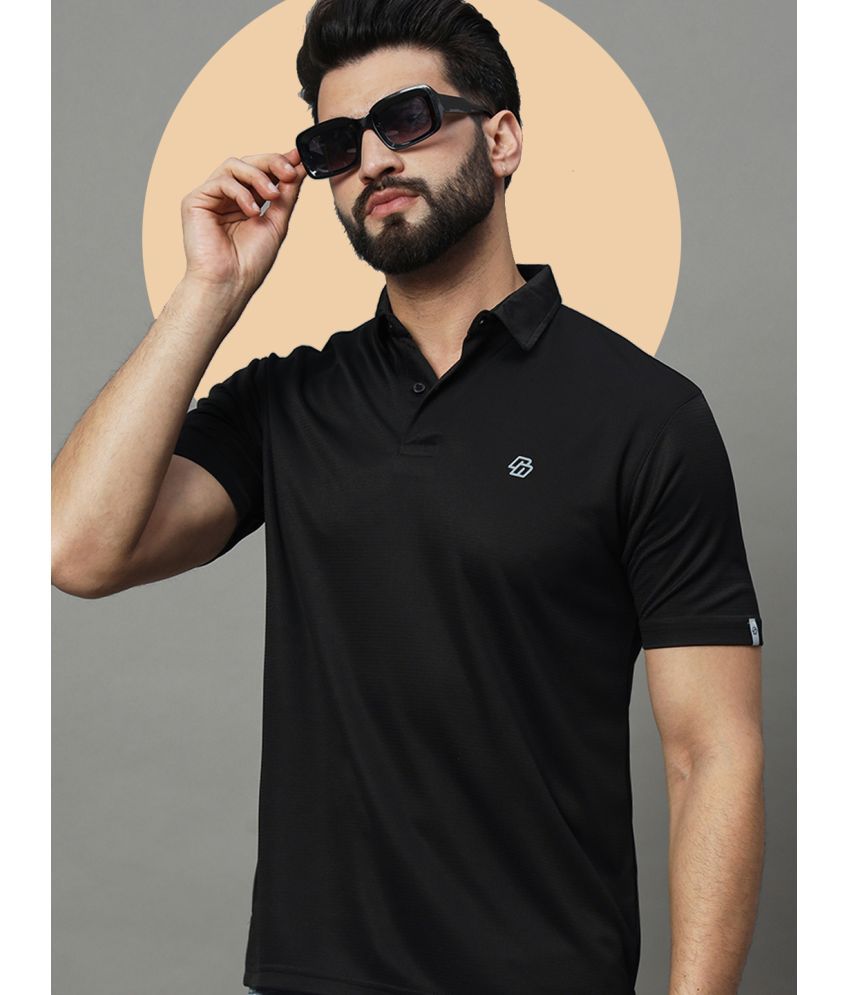     			renuovo Pack of 1 Cotton Blend Regular Fit Solid Half Sleeves Men's Polo T Shirt ( Black )