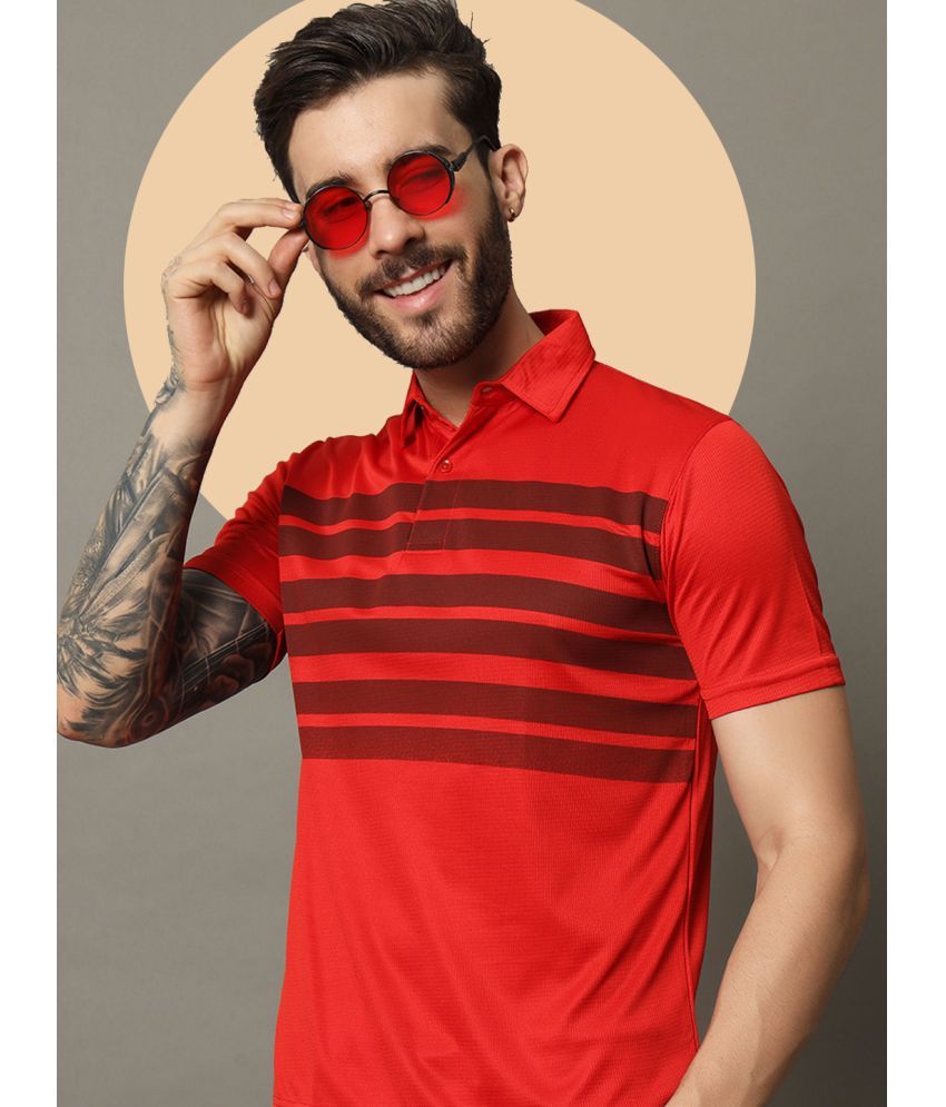     			renuovo Pack of 1 Cotton Blend Regular Fit Colorblock Half Sleeves Men's Polo T Shirt ( Red )