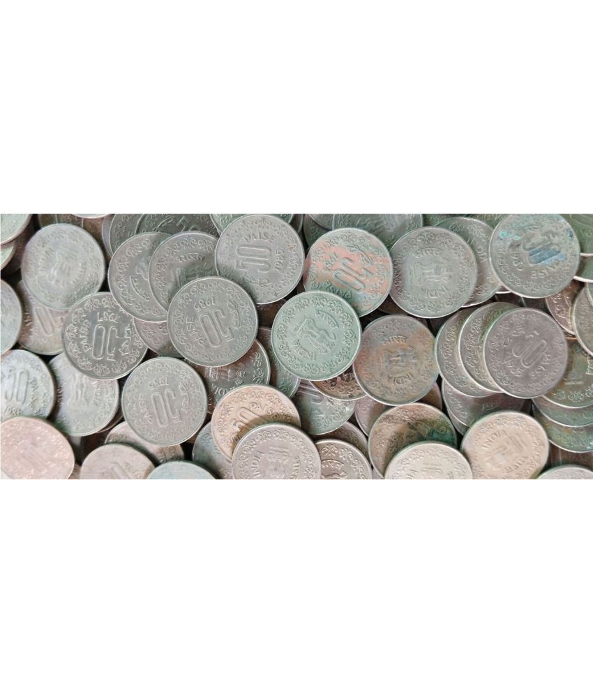     			50 Paisa 80S Copper Nickel Circulated Condition 1980 - 1990 Mixed Year 100 PCS Lot