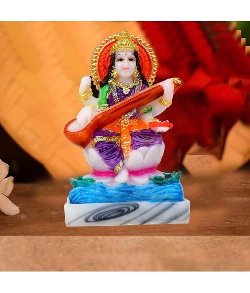     			Awesome Craft Marble Dusk Goddess Saraswati Idol ( 18 cm )