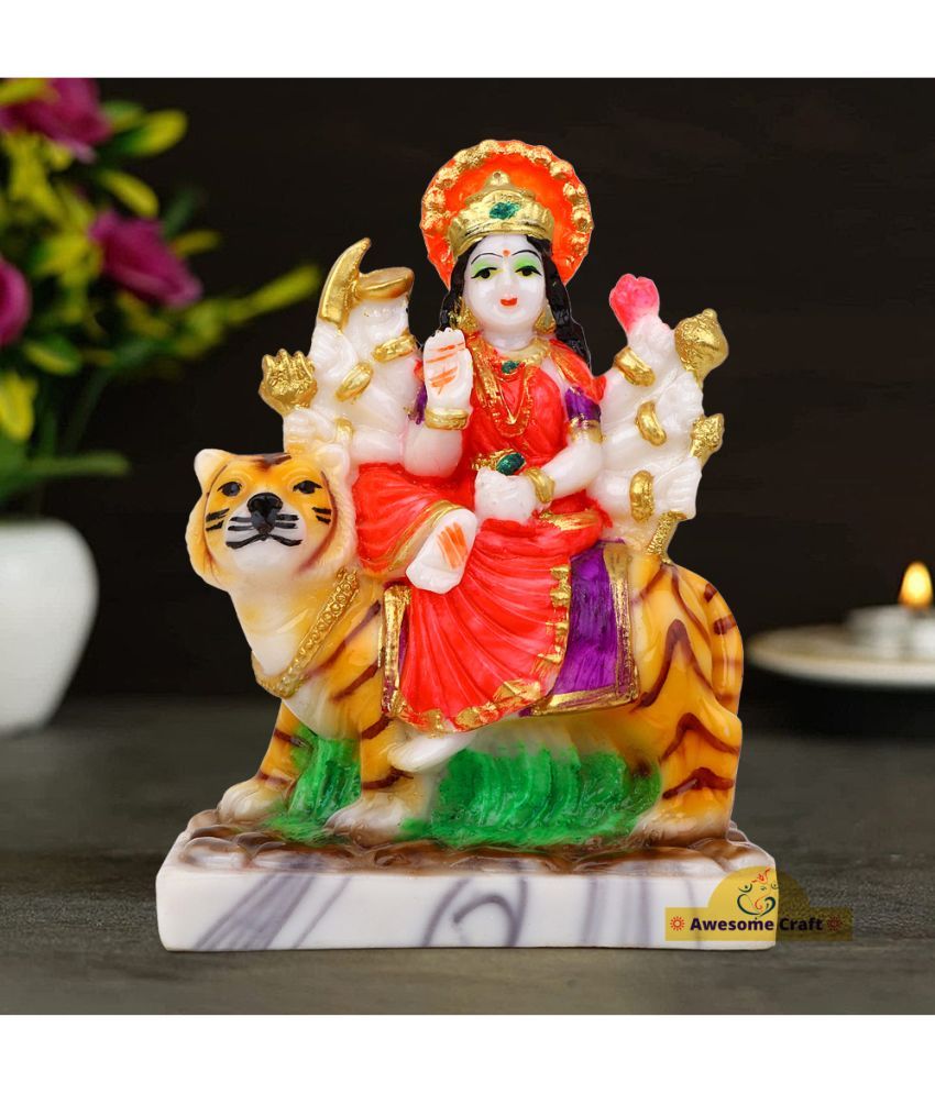     			Awesome Craft Marble Goddess Durga Idol ( 18 cm )