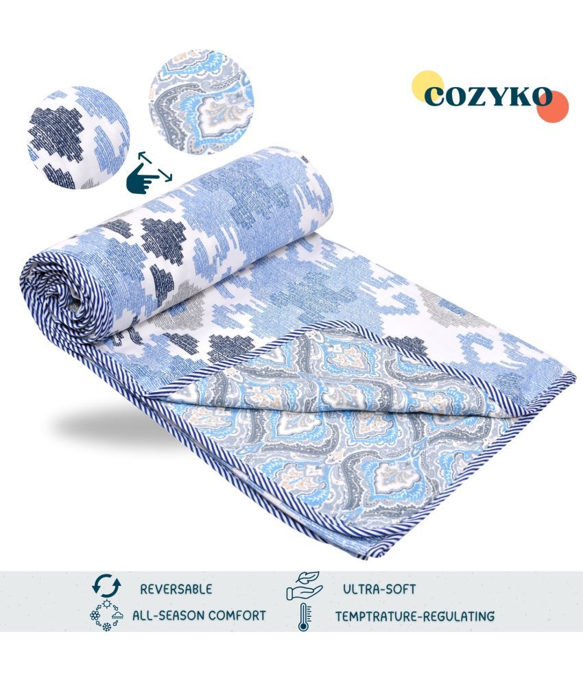     			COZYKO Cotton Printed Double Bed Dohar - Blue ( )