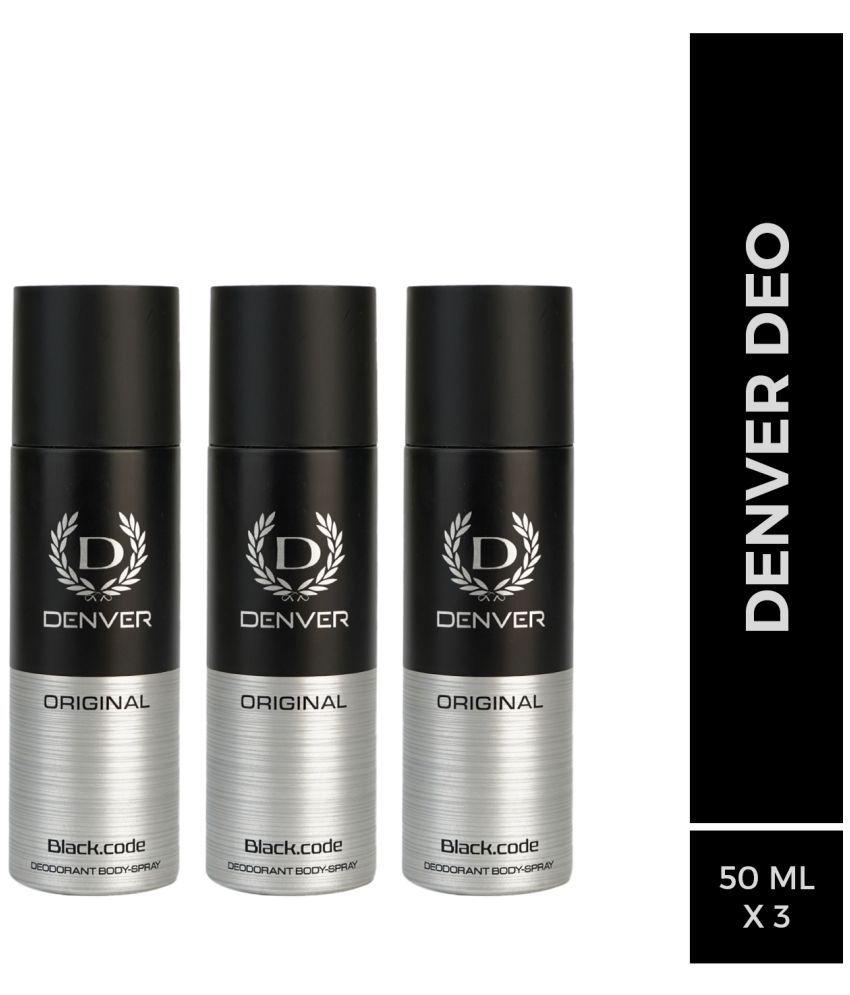     			Denver Black Code Original Deo Nano Deodorant Spray for Men 50 ml ( Pack of 3 )