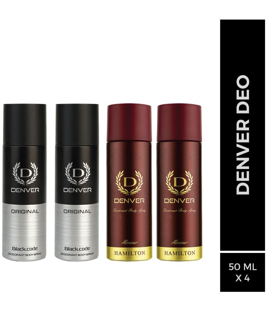     			Denver Black code original & Honour Nano Deodorant Spray for Men 50 ml each ( Pack of 4 )