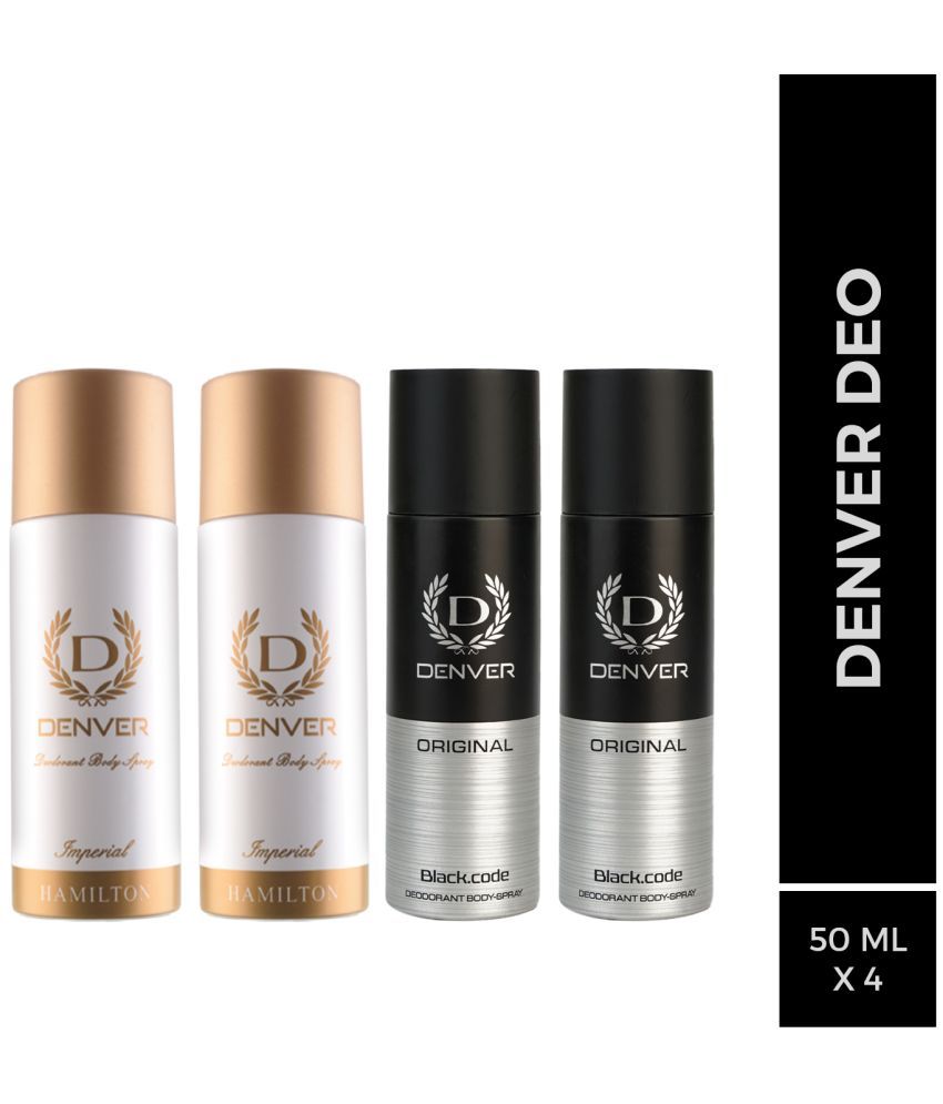     			Denver Imperial & Black code original Nano Deodorant Spray for Men 50 ml each ( Pack of 4 )