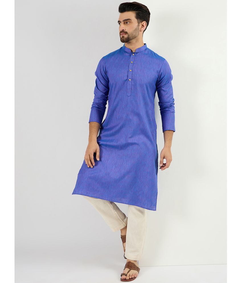     			Ethnic Bay Blue Cotton Men's Regular Kurta ( Pack of 1 )