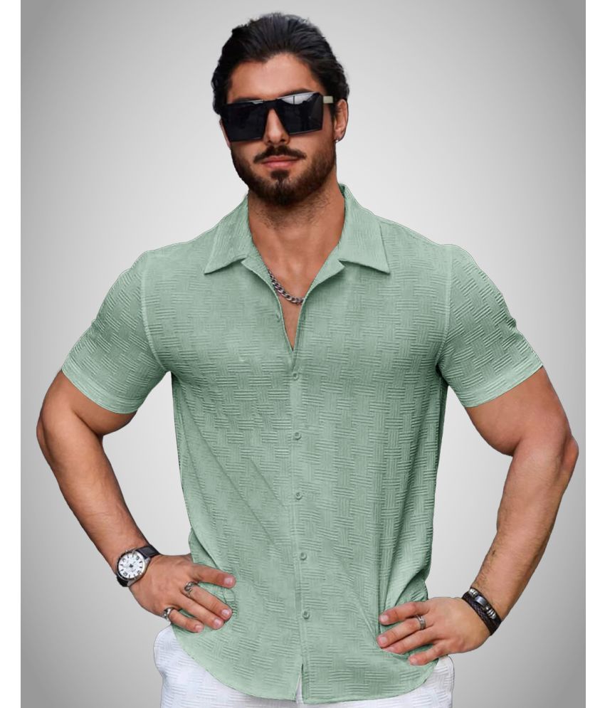     			Eyebogler Polyester Regular Fit Self Design Half Sleeves Men's Casual Shirt - Green ( Pack of 1 )