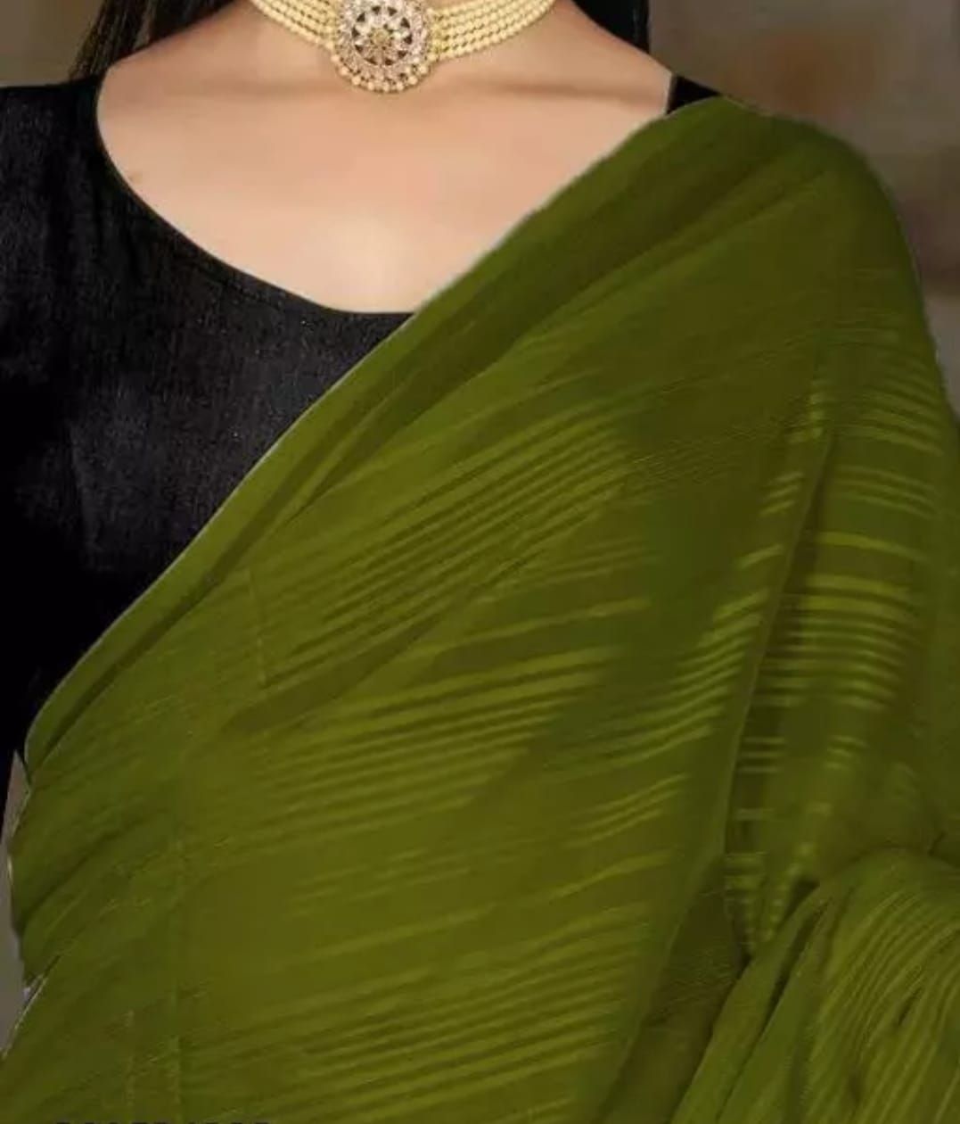     			Gullak Pack of 1 Art Silk Dyed Saree With Blouse Piece ( Olive )