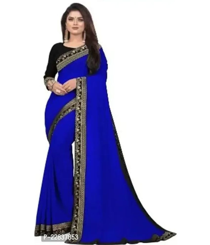     			Gullak Pack of 1 Art Silk Dyed Saree With Blouse Piece ( Blue )