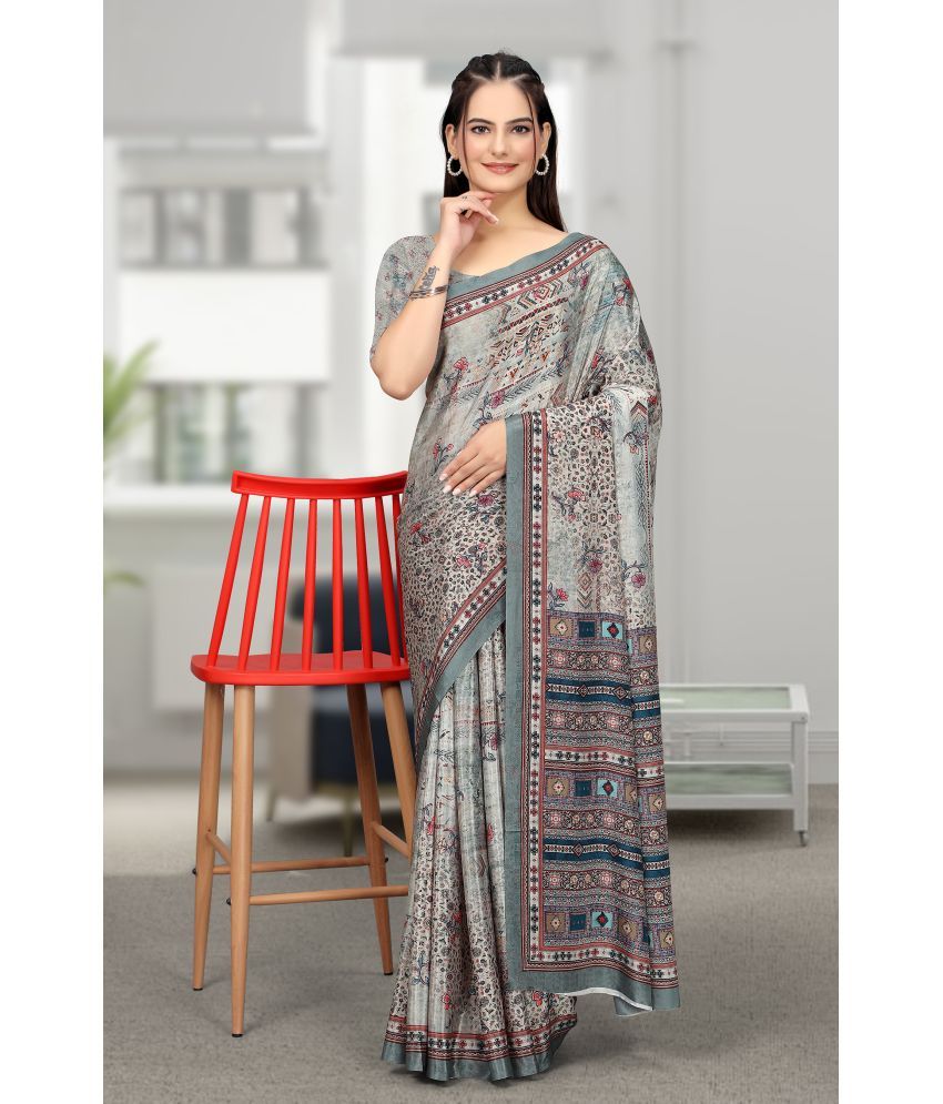     			Gullak Pack of 1 Crepe Printed Saree With Stitched Blouse ( Multicolor )