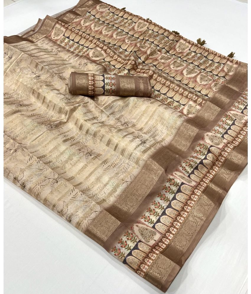     			KOMAL NX Pack of 1 Silk Blend Woven Saree With Blouse Piece ( Brown )