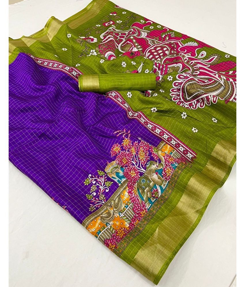     			KOMAL NX Pack of 1 Silk Blend Printed Saree With Blouse Piece ( Multicolor )