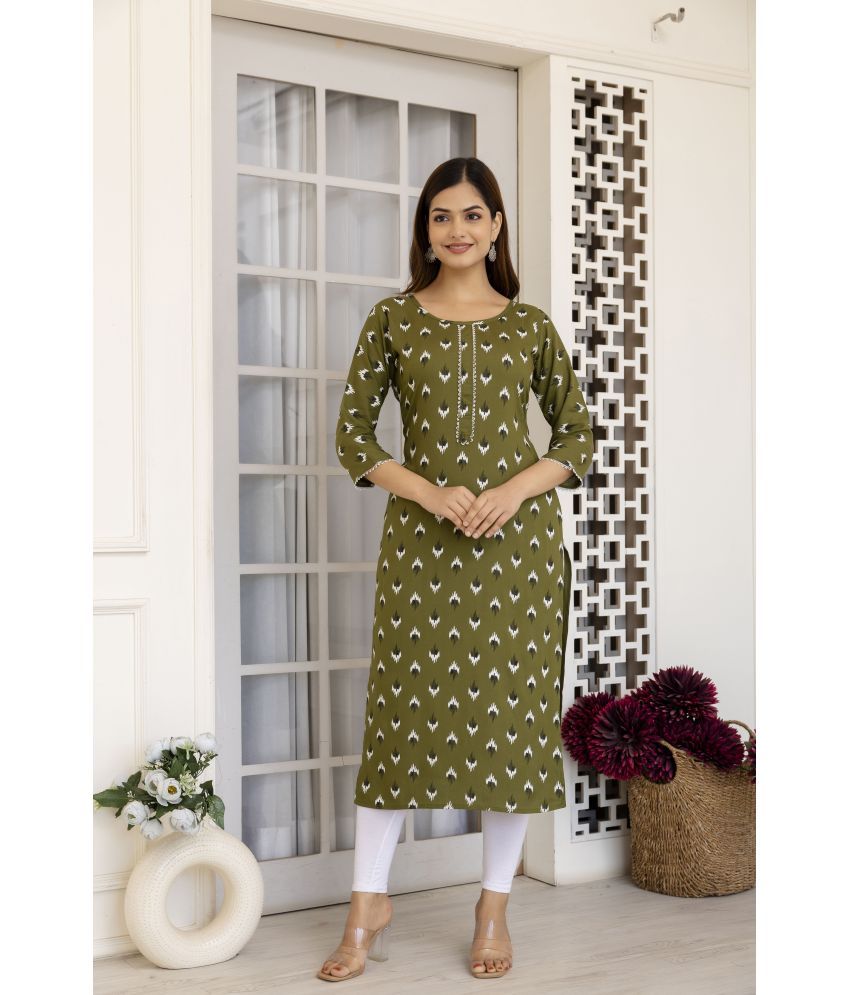     			Kapadia Pack of 1 Rayon Printed Straight Women's Kurti - ( Green )