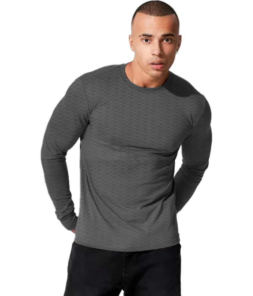     			Leotude Cotton Blend Regular Fit Solid Full Sleeves Men's Round T-Shirt - Grey ( Pack of 1 )