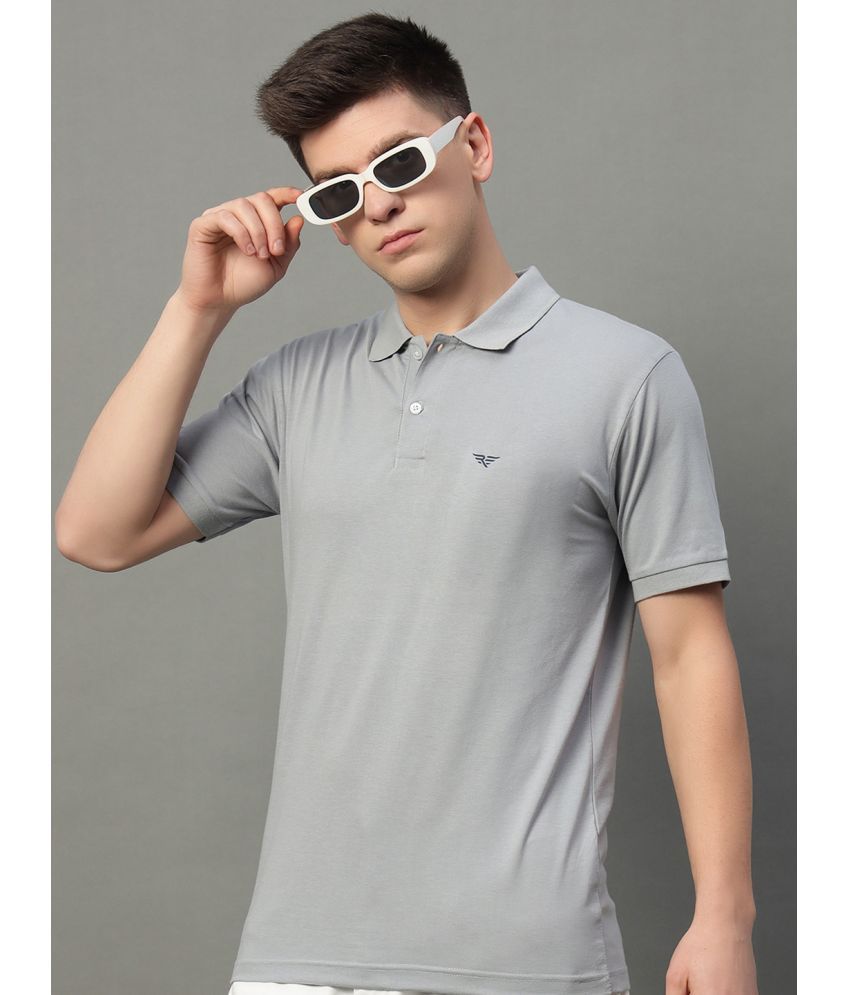     			Riss Pack of 1 Cotton Blend Regular Fit Solid Half Sleeves Men's Polo T Shirt ( Grey )