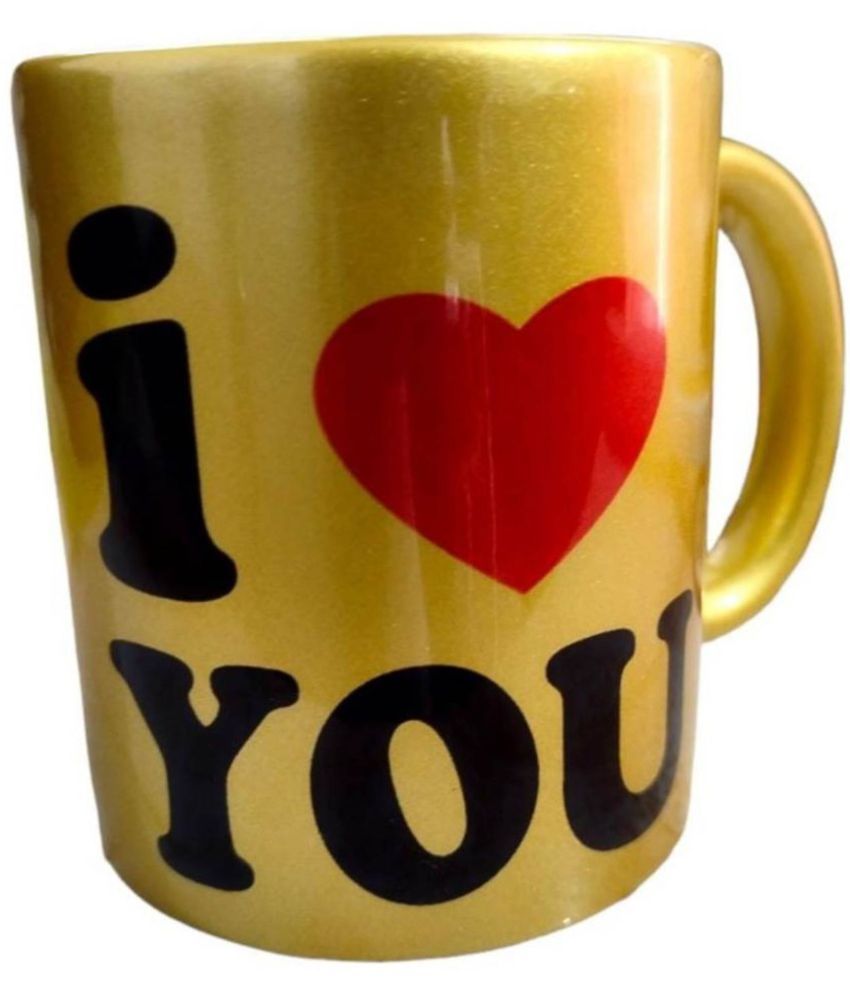     			THRIFTKART Golden Valentine Ceramic Coffee Mug 350 mL ( Pack of 1 )