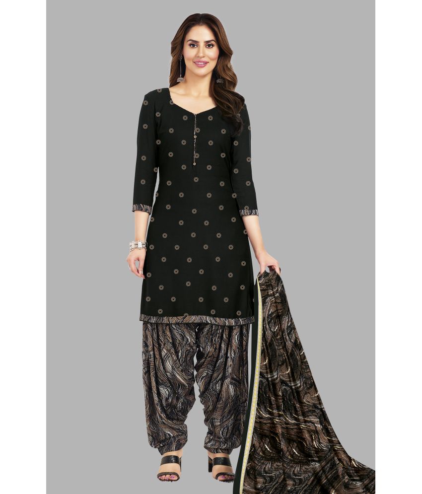     			shree jeenmata collection Unstitched Cotton Printed Dress Material - Black ( Pack of 1 )