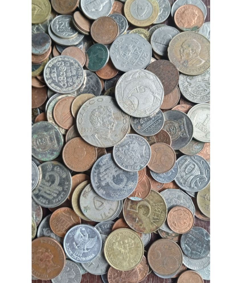     			1 Kilo Foreign Mixed Coin ( Approximately 220 Coins ) - from about 40 Countries. - AUSTRALIA AUSTRIA BAHRAIN BELGIUM BRAZIL BULGARIA CAPE VERDE CHINA COLOMBIA CONGO CZECH REPUBLIC EURO GERMANY GHANA ICELAND INDONESIA ITALY JAPAN KENYA KUWAIT