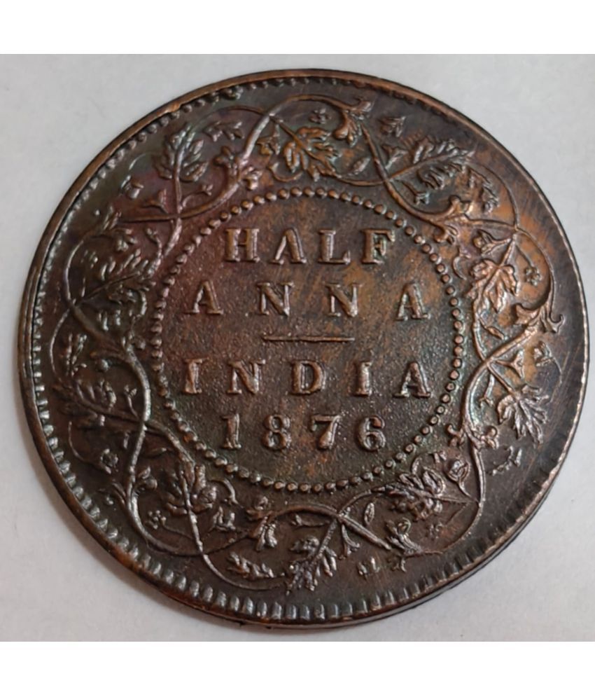     			1876 HALF ANNA - VICTORIA BRITISH-INDIA EXTREMELY RARE COIN