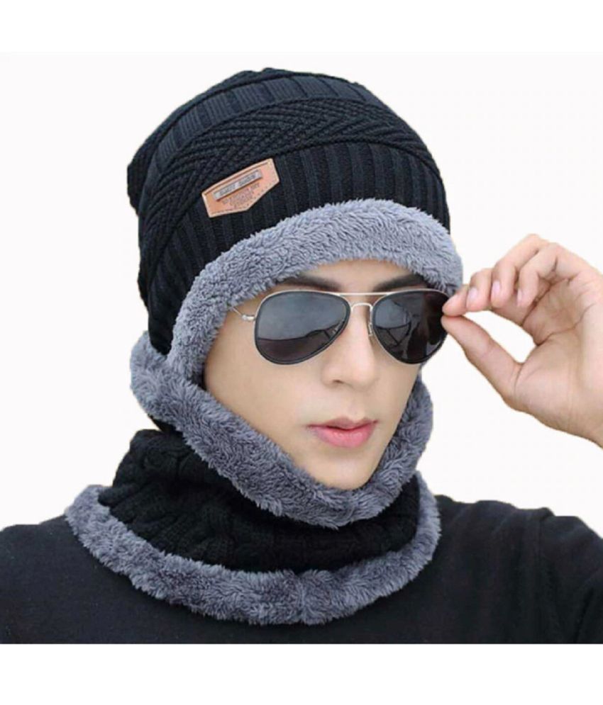     			AKSMIT Black Woollen Women's Cap ( Pack of 1 )