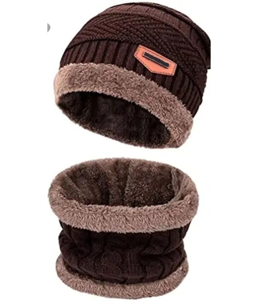     			AKSMIT Brown Woollen Women's Cap ( Pack of 1 )