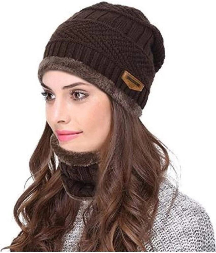     			AKSMIT Brown Woollen Women's Cap ( Pack of 1 )