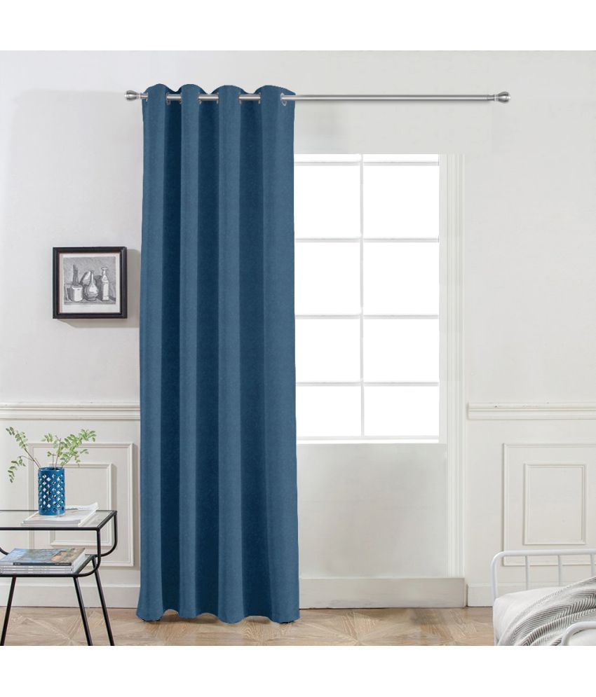     			DIVINE CASA Solid Blackout Eyelet Curtain 7 ft ( Pack of 1 ) - Blue